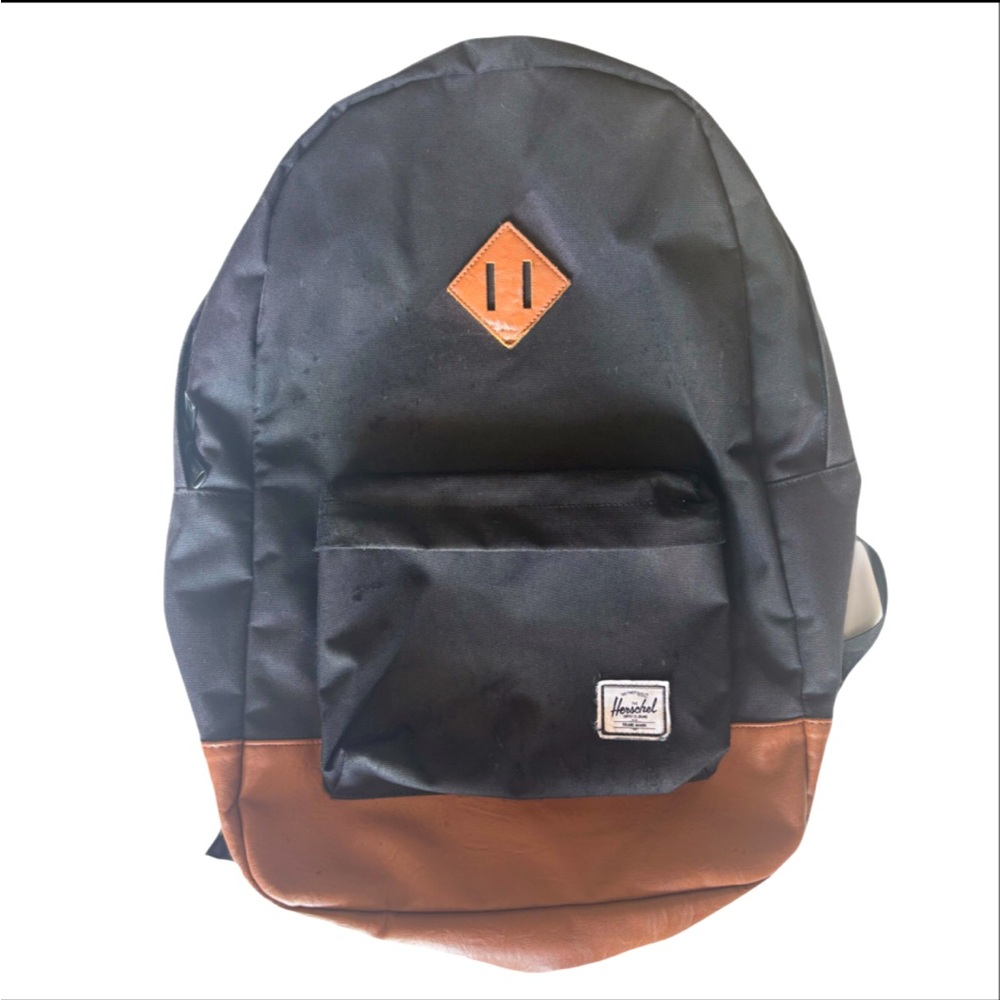 Herschel Supply Company Unisex Black Heritage Backpack with Leather Accents